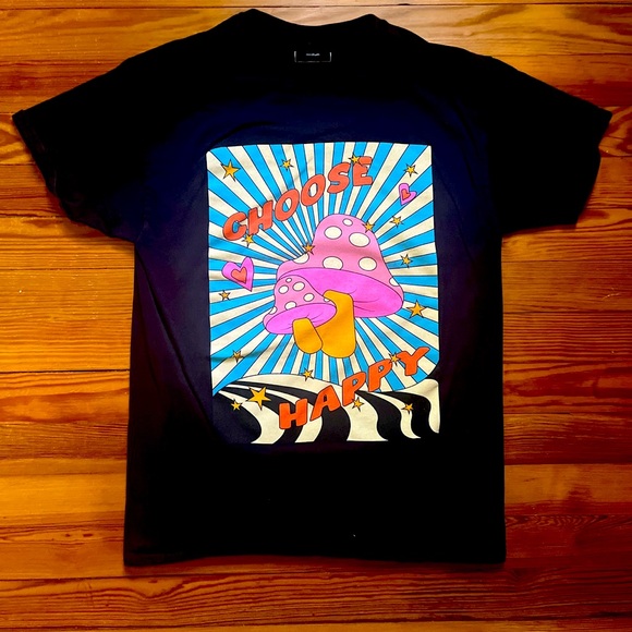 Choose Happy Mushrooms Black Medium Rue 21 T-shirt - Picture 2 of 3
